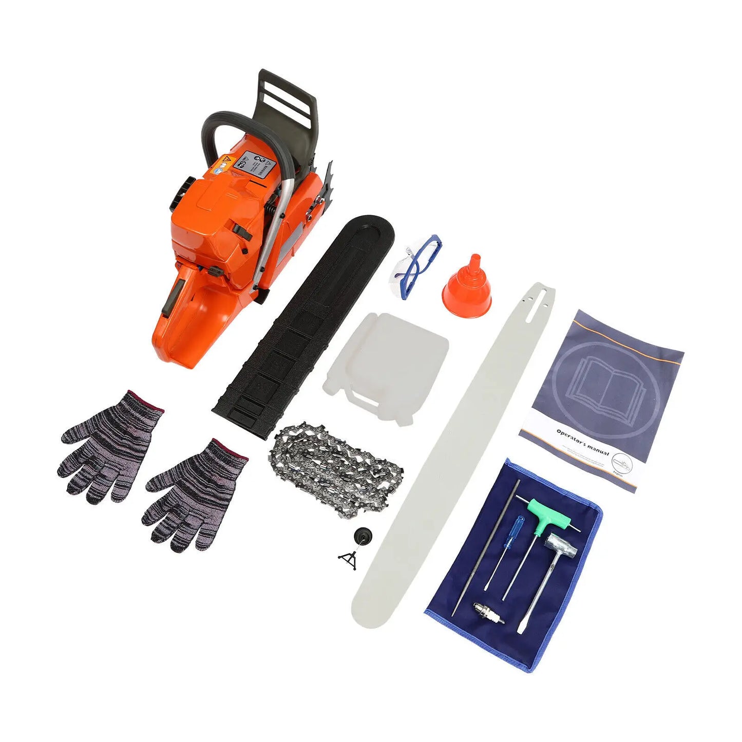 24 Inch 3.4kw Handheld Chainsaw Garden Saw Portable 65cc Gas Powered Chainsaws 2700rpm