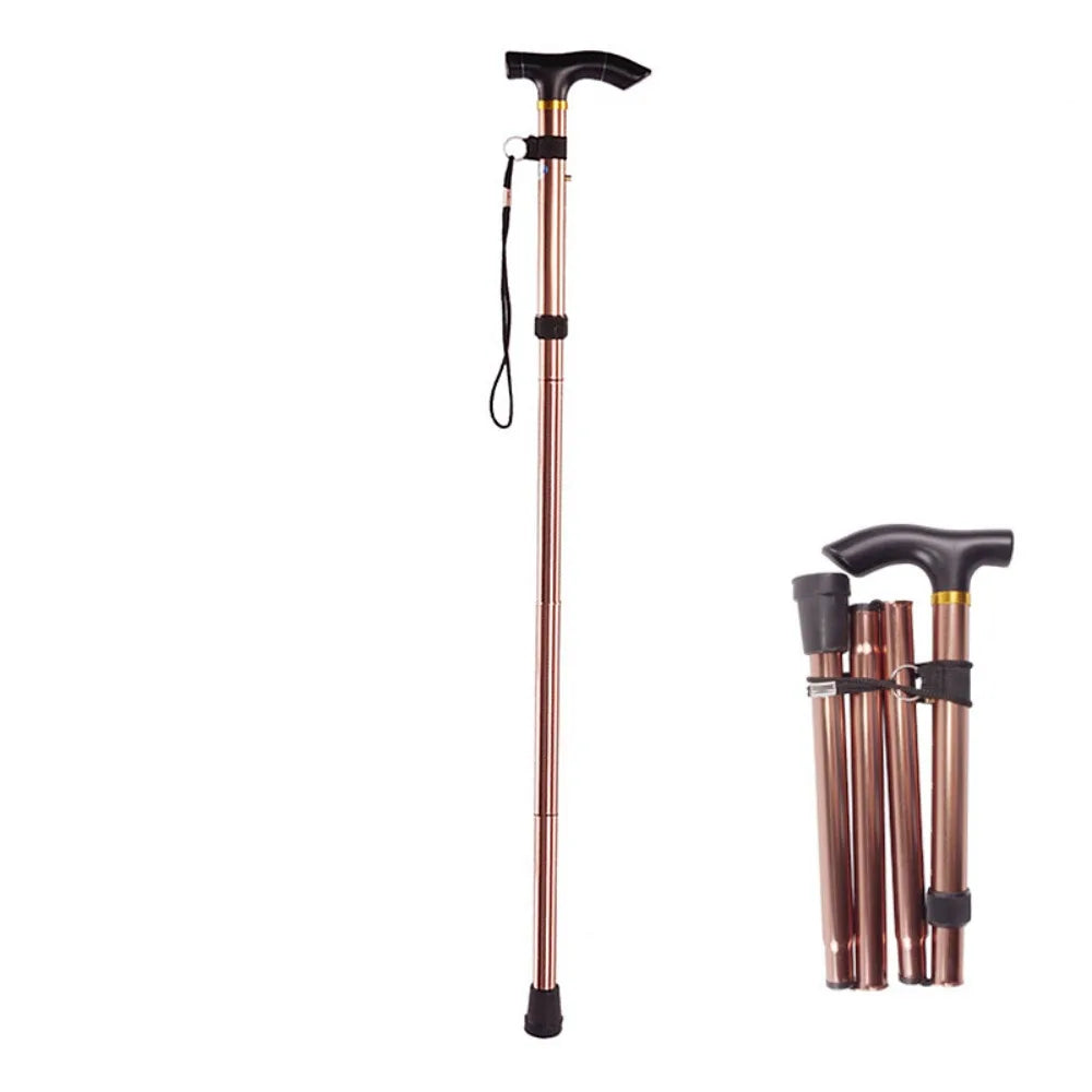 Lightweight Telescopic Trekking Stick Strengthen Adjustable Crutches 5-Section Portable Folding Canes for Adults Elderly People