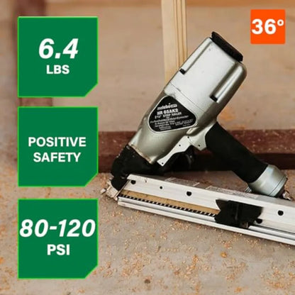 Strap-Tite Strip Nailer Pro-Preferred Pneumatic Power Nailers for Metal Connectors Lightweight 6.4 lbs Fastening Tool 36° Preci