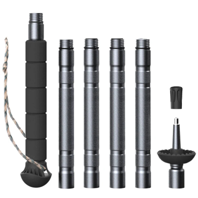 Trekking Poles Multifunctional Lightweight Foldable Aluminum Alloy Alpenstock Outdoor Camping Hiking Stick Self Defense Stick
