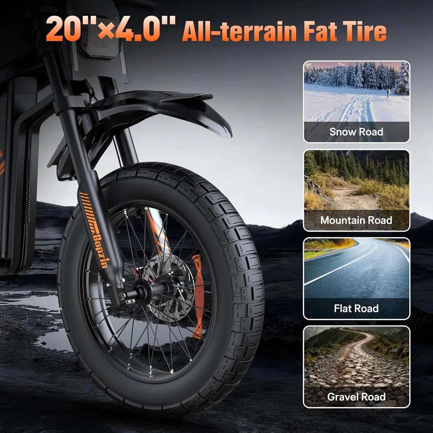 Electric Bike for Adults 3000W 60V 35AH 20" Fat Tire Electric-Motorcycle Dual Hydraulic Brakes Full Suspension Off-Road EBike