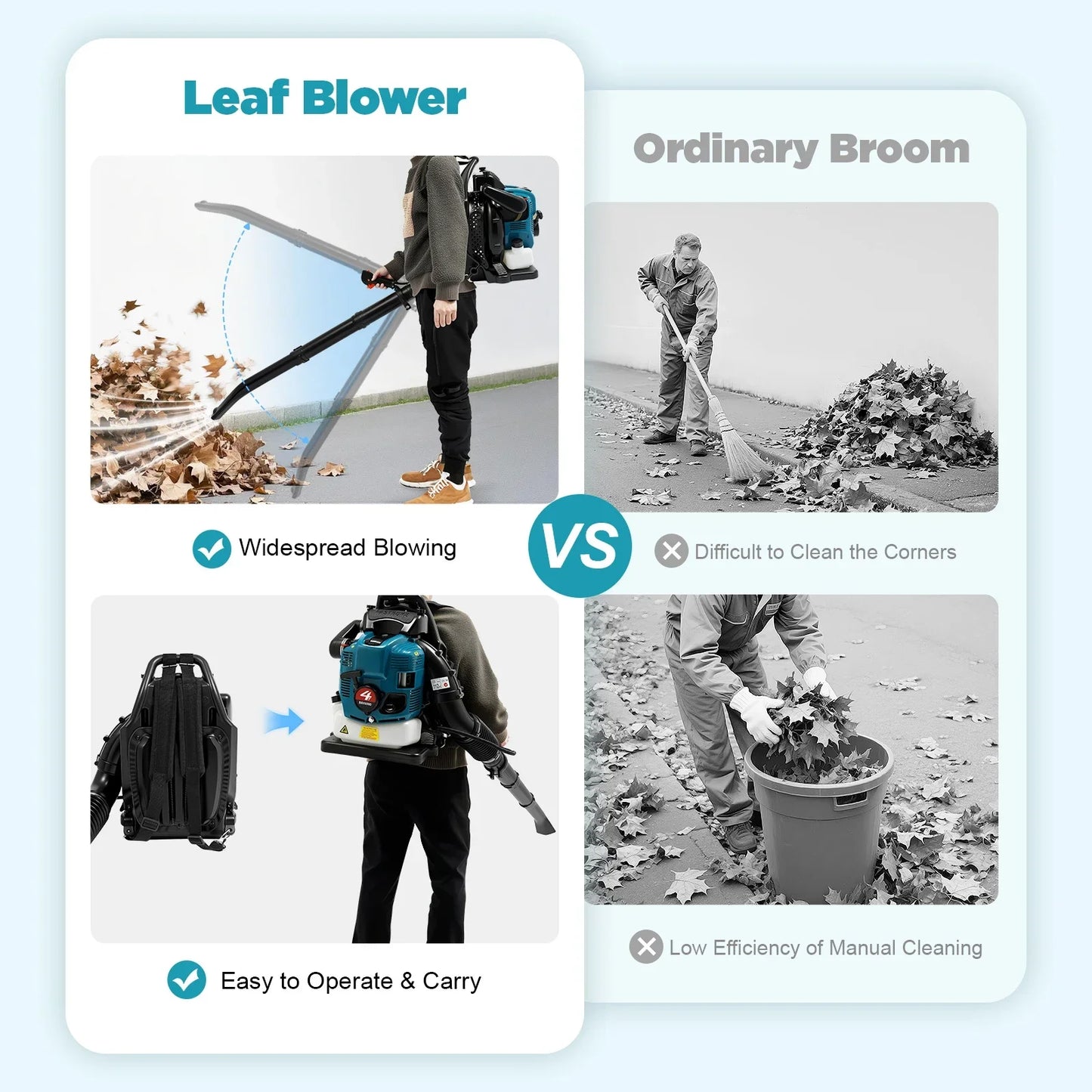 Petrol Backpack Leaf Blower 75.6cc 4-Stroke Engine A Powerful Sweeper Machine And Cordless Garden Tool For Snow Cleaning