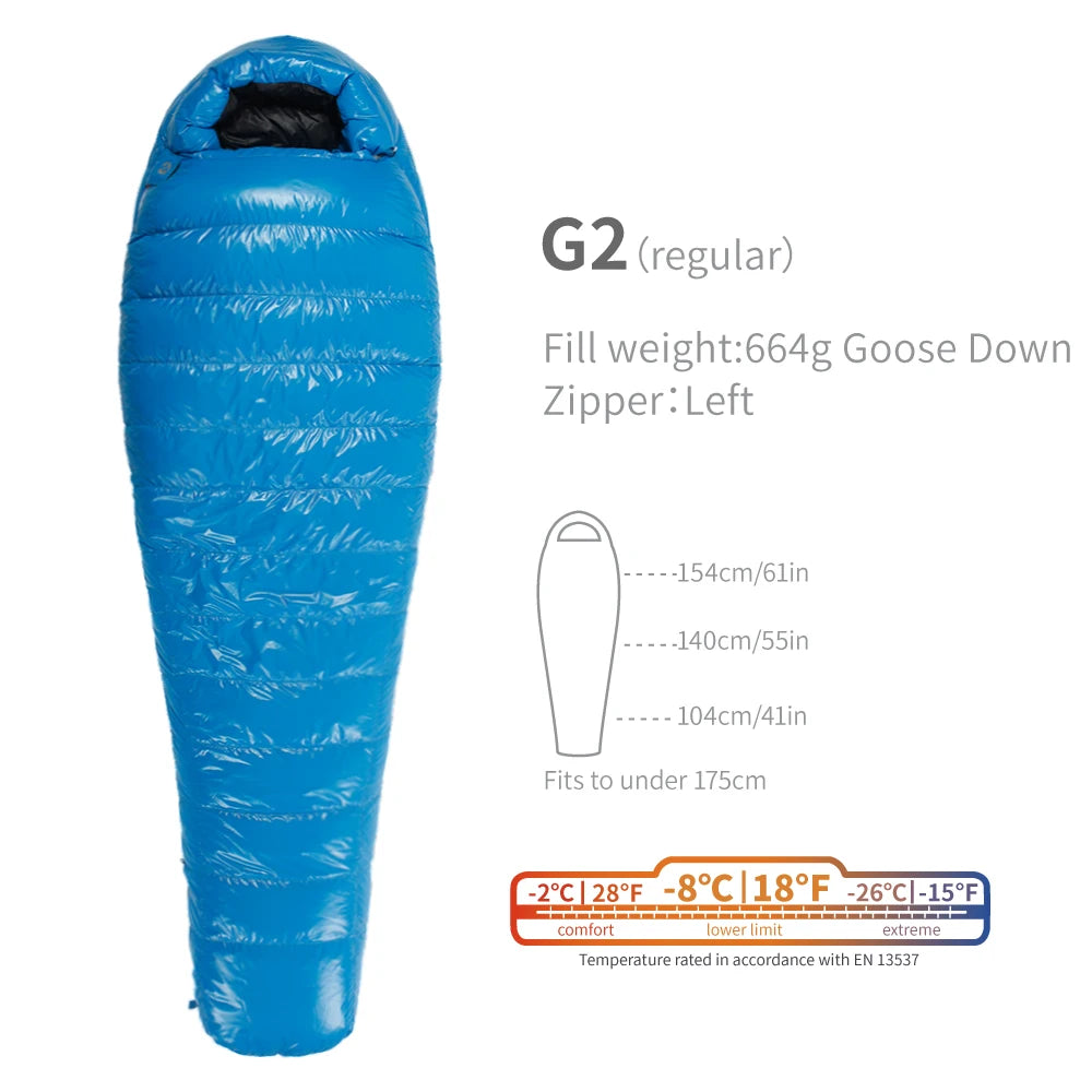 AEGISMAX G1-G5 Series 800FP Goose Down Sleeping Bag Ultralight Outdoor Camping Hiking Sleeping Bag for Men & Women