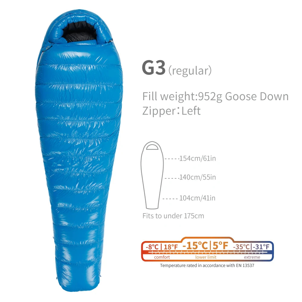AEGISMAX G1-G5 Series 800FP Goose Down Sleeping Bag Ultralight Outdoor Camping Hiking Sleeping Bag for Men & Women