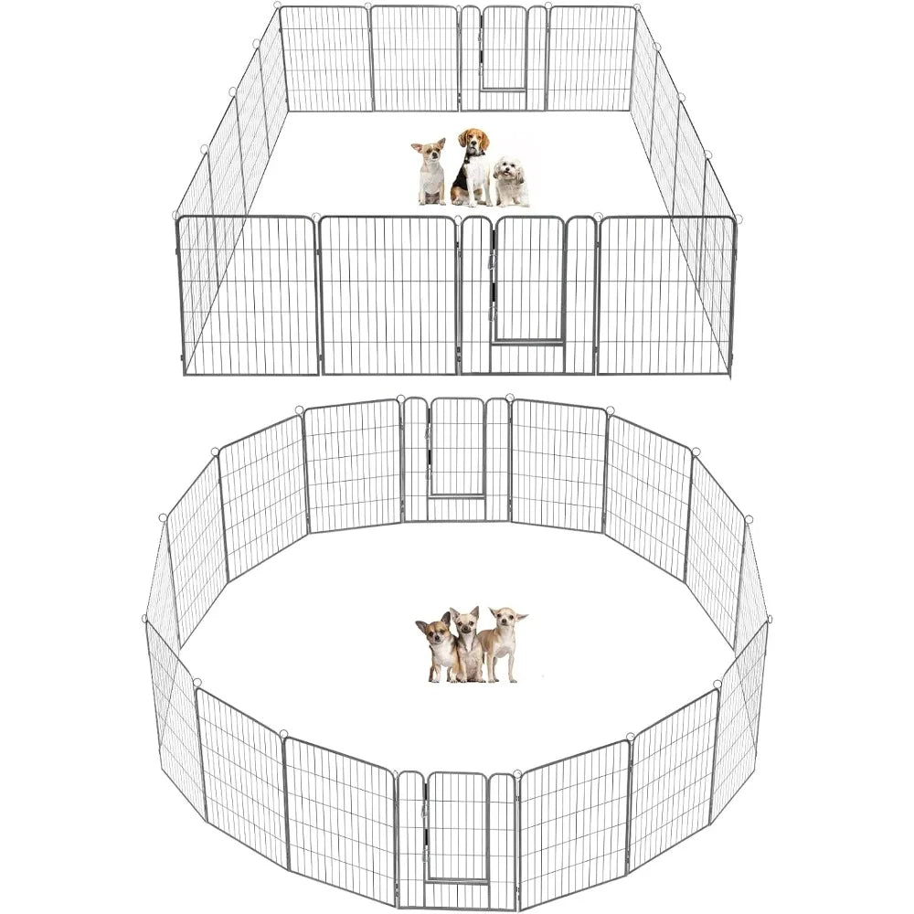 Dog Playpen, Foldable Metal Pet Dog Exercise Fence Pen with Door Gate, Heavy Duty Metal Small Animal Fence, Dog Kennel Outdoor (