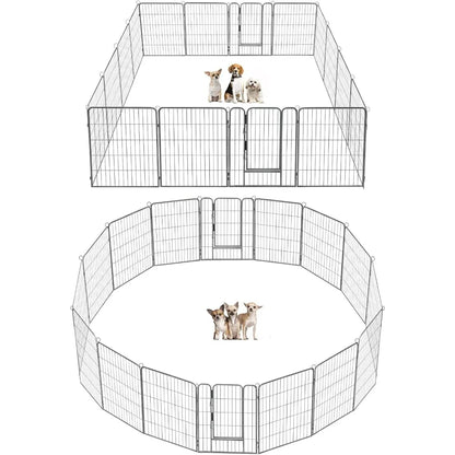 Dog Playpen, Foldable Metal Pet Dog Exercise Fence Pen with Door Gate, Heavy Duty Metal Small Animal Fence, Dog Kennel Outdoor (