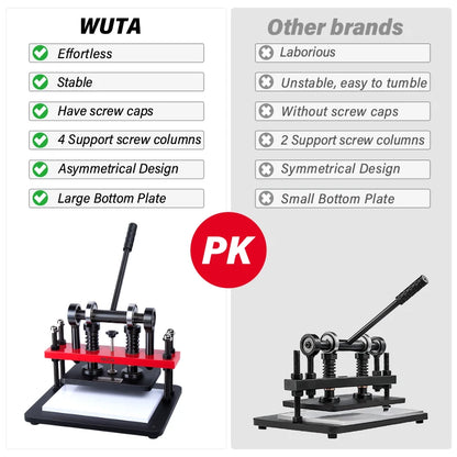 WUTA Pro Leather Cutting Machine Manual Die Cutter Embossing Shaping Tools Hand Press Mold DIY Punching Fabric Paper (Size L)