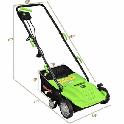 13" Electric Lawn Dethatcher w/ Collection Bag and Removable Blades Multifunctional Grass Trimmer Garden Trimming Machine