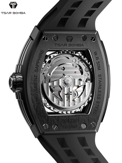 TSAR BOMBA Men Quartz Watch Stainless Steel 50M Waterproof Date Luminous Business Elegant Durable Wristwatch Gift for Him Daily