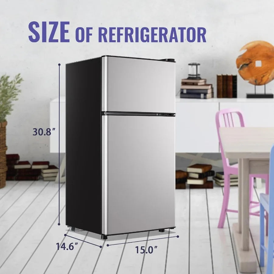 2.4 Cu.Ft Small Refrigerator with Freezer Featuring Removable Plastic Shelves Compact Design Ideal for Home Office Dormitory or
