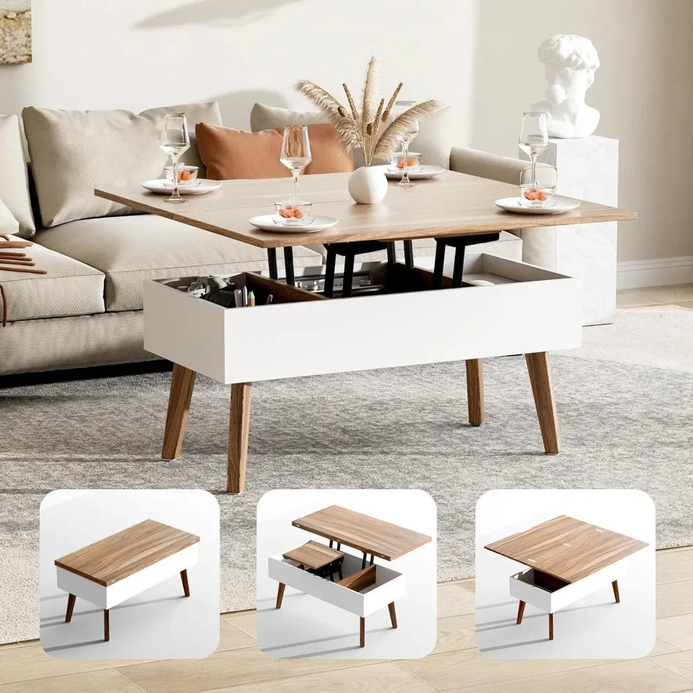 3 in 1 Lift Top Coffee Table, Ten Minutes Install Multifunction Coffee Table, Coffee Table Converts to Dining Table, Lift Top Di