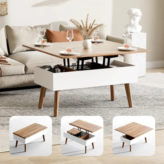 3 in 1 Lift Top Coffee Table, Ten Minutes Install Multifunction Coffee Table, Coffee Table Converts to Dining Table, Lift Top Di