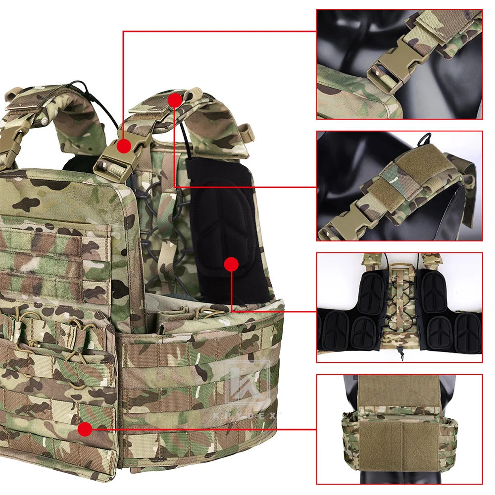 KRYDEX 500D CPC Heavy Duty Tactical Vest Plate Carrier Modular MOLLE Vest with Magazine & Radio Pouch for Combat Hunting Outdoor