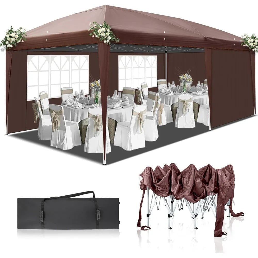 10x20ft Ez Pop Up Canopy, Portable Instant Canopy Tent with 4 SideWalls for Outdoor Events, Party, Wedding, Birthday,Graduation