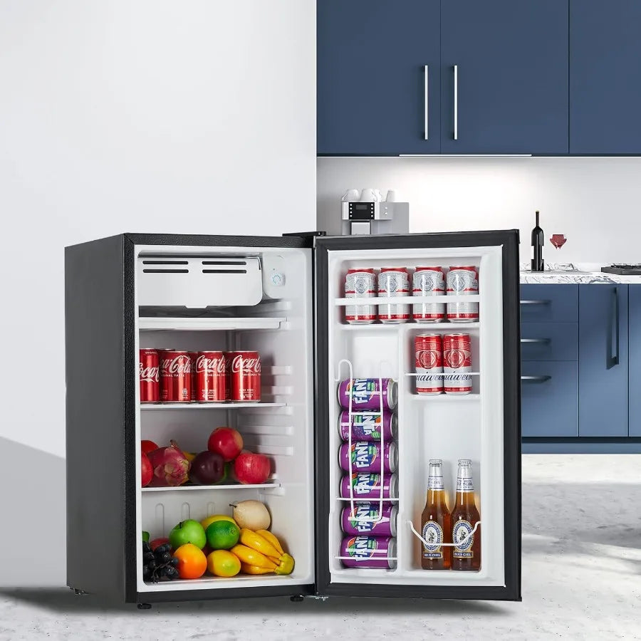 3.2 Cu. Ft. Compact Refrigerator with Energy-Efficient and Quiet Operation Ideal for Dorm Office Bedroom Kitchen and Bar Use Fe