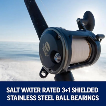 6'6 Squall II Level Wind Saltwater Rod and Reel Fishing Combo 1-Piece Fishing Rod Black Gold with High-Performance Material for
