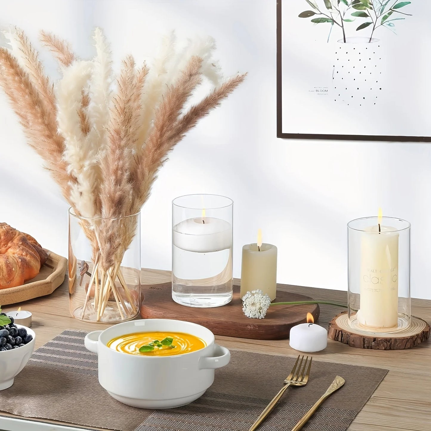 Glass Cylinder Vase, 5.5 英寸, 6 英寸 Tall Clear Vase, Hurricane Candle Holder for Wedding Party Home Decor